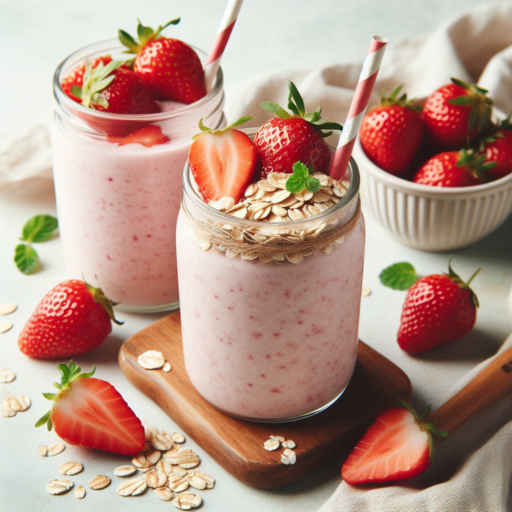 Sip into Delight with Strawberry Oats Smoothie