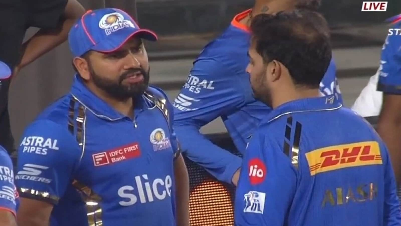 Rohit Sharma and Akash Ambani's serious conversation in the MI dugout following their second loss under Hardik Pandya